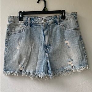 Celebrity Pink Light Blue Distressed Jean Shorts